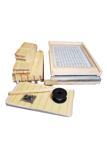 Single Deep Kit with Standard IPM screen bottom, wax foundation, frames and boxes unassembled