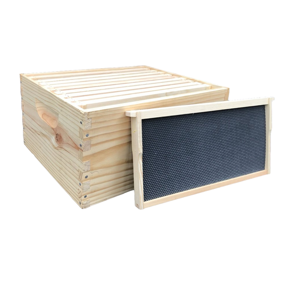 Box Kit - 10 Frame Deep Box with 10 Double Waxed plastic foundation, boxes unassembled